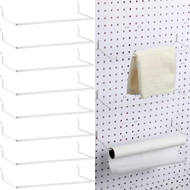Nuanchu 8 Pcs Paper Towel Holder for Pegboard Extendable Peg Board Organizer Accessories Pegboard Towel Holder Accessories for Craft Room Laundry Room Kitchen Bathroom(White,11x4 Inch)