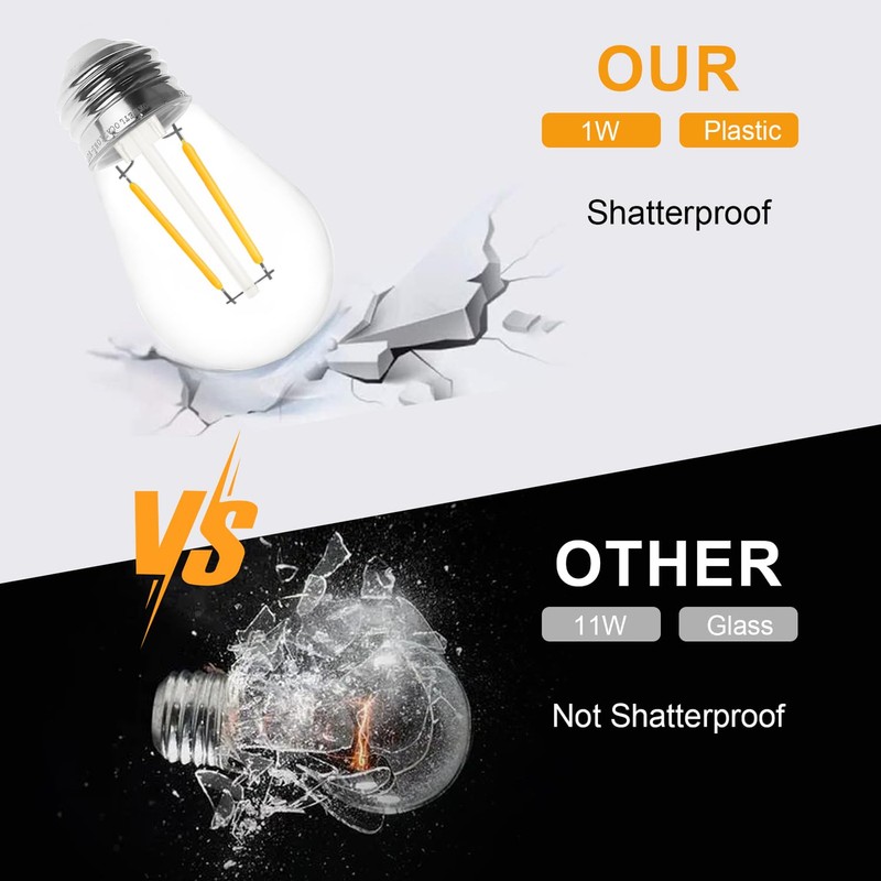 Jslinter 100Pack 2W S14 LED String Light Bulbs Replacement, 120LM,