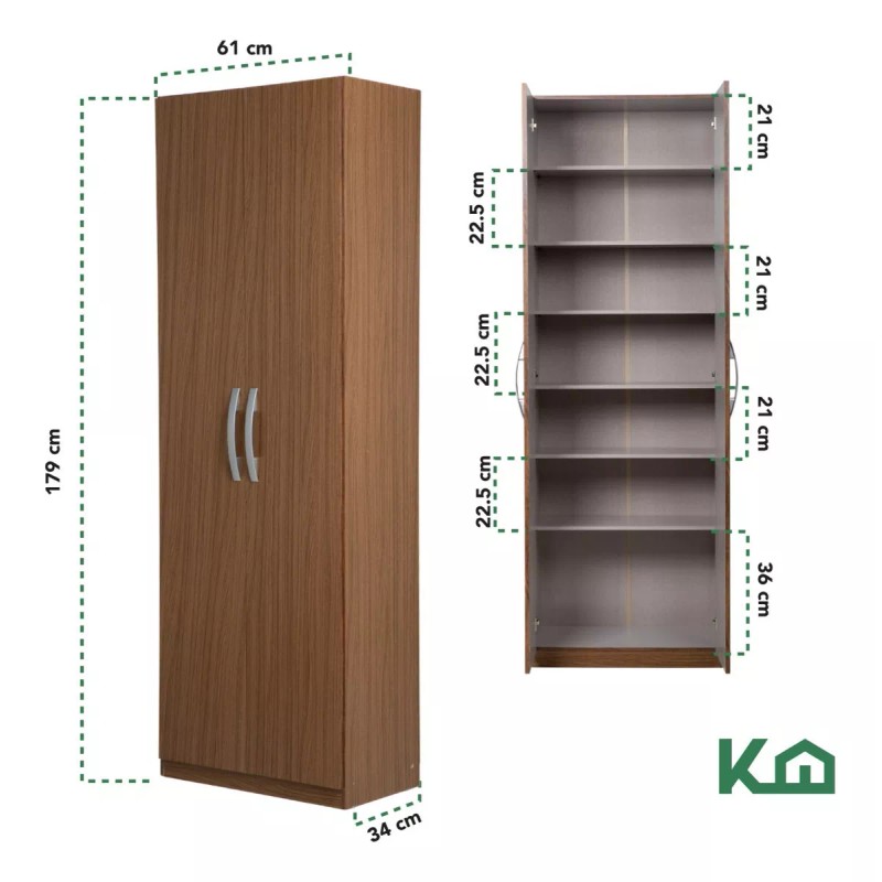Kingsman Ropero De 2 Puertas Color Marrón De Mdp Con