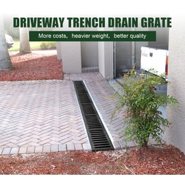 Natotela Ductile Iron Driveway Channel Drain Grate-20x10 in. Metal Trench Drain Grates,3 Pack Garage Length,Heavy Duty Channel Drainage Grates for Garage,Factory,Driveway,Parking Lot,Commercial Zone