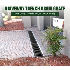 Natotela Ductile Iron Driveway Channel Drain Grate-20x10 in. Metal Trench Drain Grates,3 Pack Garage Length,Heavy Duty Channel Drainage Grates for Garage,Factory,Driveway,Parking Lot,Commercial Zone