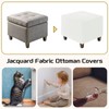 sourcing map Ottoman Cover Square, Jacquard Ottoman Slipcover with Elastic