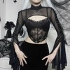 Women Goth Crop Tops Gothic Punk Fishnet Cover Up Bell
