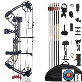 PANDARUS Archery Compounnd Bow Set Fully Adjustable for Adults and Teens,19"-30" Draw Length,19-70LBS Draw Weight Adjustable,Up to 320 FPS,Limbs Made in USA 2025 New(CAMO Right Handed Pro)