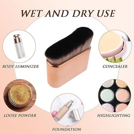 Brocha de maquillaje para rostro y cuerpo Kabuki para base de maquillaje sin costuras, perfecta para mezclar base líquida, bronceador de cuerpo, crema