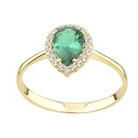 Old English Jewellers 9ct Yellow Gold Emerald Teardrop Cluster Ring size J K L M N O P Q R S (S)