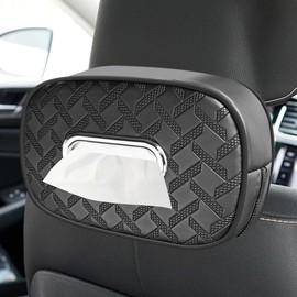 Large Car Tissue Holder for 300 Standard Tissues, PU Leather Tissues Box Cover for Car Backseat, Rectangular Vehicle Napkin Holders, Universal Auto Paper Towel Organization Accessory (Black)