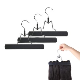 SUNTRADE Wooden Pants Hangers, Slack Hanger with Anti-Rust Hook for Skirts, Pants, Jeans, Slacks, Shorts,Hair Extension Hanger,Set of 3