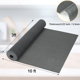 Drydiet Drainage Non Slip mat 3 x 10 ft Rubber Flooring Roll 0.22'' Thick, Commercial Door PVC Rug for Home Restaurant Garage Kitchen Bathroom Pool Washroom Deck, Gray