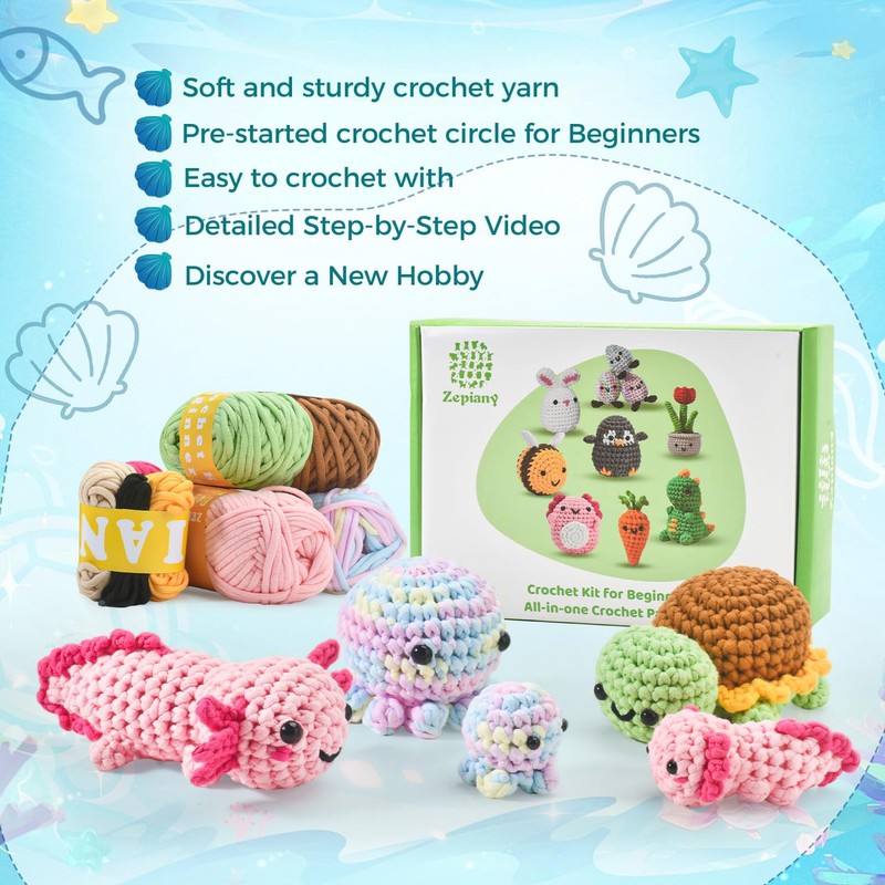 Crochet Kit for Beginners, Amigurumi Beginner Crochet Kits for Adults,