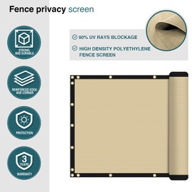 ECOOPTS 15'x2' Sand Privacy Fence Screen Windscreen with Copper Grommets, fit for Commercial Fence and Residential Garden Outdoor Living 260GSM 90% UV Blockage, Cable Zip Ties Included