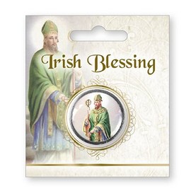 Cross My Heart Coloured St Saint Patrick Irish Blessing Pocket Token Coin 3.25cm Carded Prayer on Reverse