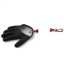 TOPIND Fishing Gloves Hunting Glove Waterproof Anti-Cut Glove PE WireTOPIND Woven Latex Fish Catching Gloves with Magnet Release Fishing Wear M L XL 1pc (Black, M-Left)