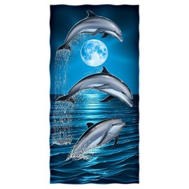 YISUMEI - Bath Towel - Dolphin Moon - 70 cm x 140 cm Beach Towel
