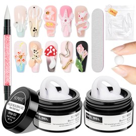 SUPWEE Firm Builder Gel for Nails Non-Stick Hand Pack of 2 White 3D Gel Nail Art Sculpture for Carving Patterns Embossing Hard for Nails Manicure 14 g