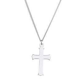 Solid 925 Sterling Silver 27x18mm Cross Crucifix Charm Pendant Chain Necklace 18" (27mm x 18mm)