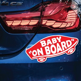 EPIC GOODS Baby On Board Magnet for Cars, Trucks, Vans [2-Pack] Safety Sign Decal for Kids, Heavy-Duty Magnetic Bumper Sticker - Skateboarding, BMX, Baby Shower Registry Gift (Magnets - Red)
