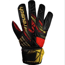 Roish reusch Attract Solid Junior Soccer Keeper Gloves Keite 25SS (5562515-7075) 7075 Black/Gold, 5 Sizes