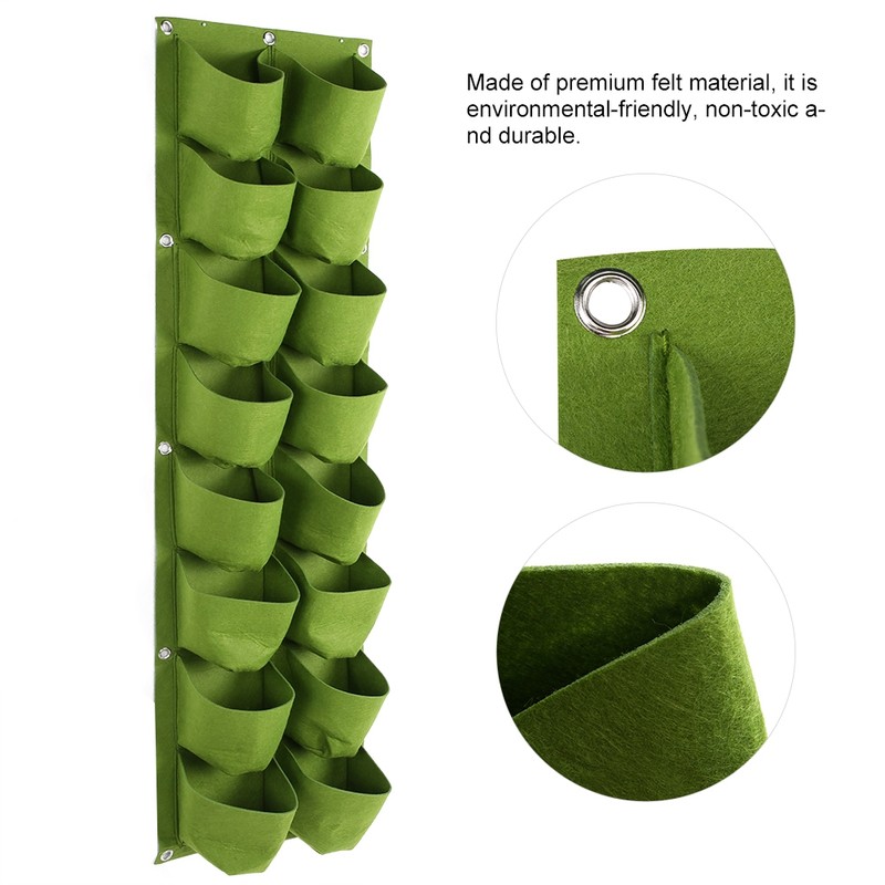 16 Pockets Vertical Greening Hanging Wall Outdoor Garden Grow Plant