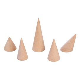 WANDIC Ring Holder, 5 Sizes Set of 5 Wooden Ring Display Cone Ring Stand Display Racks for Jewellery Counters Craft Fairs Jewellery Shows or Flea Markets