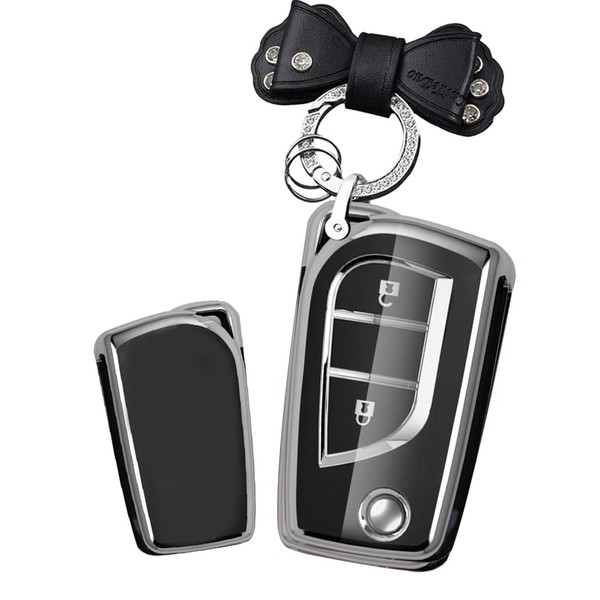 HIBEYO Flip Key Car Key Case Fits Toyota Key Case
