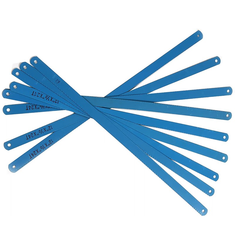 10Pcs Blue 24TPI 300mm Hacksaw Blades Carbon Steel Replacement Saw