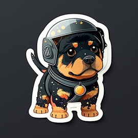 Yoonek Graphics Cute and Adorable Rottweiler Wearing a Space Helmet in Space Decal Sticker for Car Window, Laptop and More.1575Rottweiler4