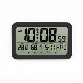 Lancoon Touch Screen Alarm Clock with Backlight, Temperature and Humidity, Date and Day, Snooze Function, 2 Alarm Sets for Bedroom, Living Room, Office, Study