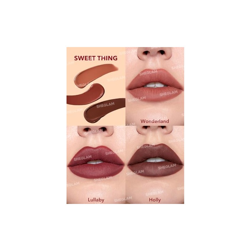 SHEGLAM Juego De 3 Mini Labiales Líquidos Matte Allure Con