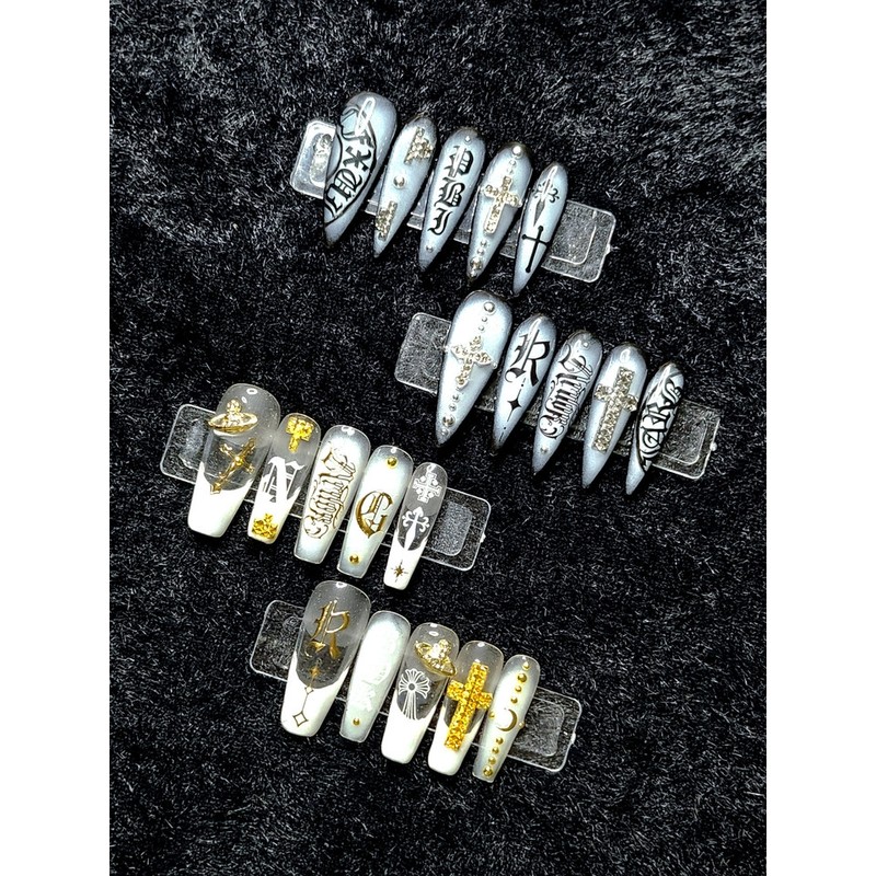 [Handmade Nail Tips] Gothic Cross - Coffin / [수제네일팁] Gothic