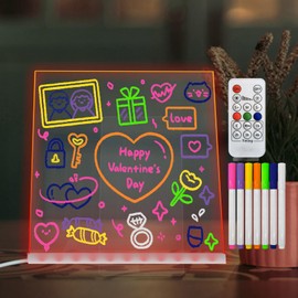 Laysinly Acrylic Dry Erase Board with Stand for Desk, 7 Colors to Do List Desktop, Remote Control Clear Memo Note Board, Tabletop Whiteboard with Stand for Office, Home, School (M)