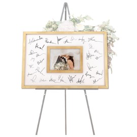 Blustrio Wedding Guest Book Alternative, Guestbook Wedding Reception, Wedding Decorations, 12.6" x 17" Framed and Hangable for Wedding/Baby Show/Graduation/Retirement