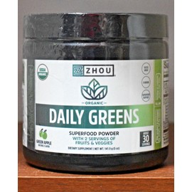 Zhou Daily Greens 141.9 g (5 oz) Zhou Nutrition Organic Greens Powder 5oz 141.9g