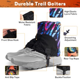 Ldafava Low Gaiters,Running Gaiters, Sandproof Leg Trail Gaiters, Waterproof Hiking Gaiters for Snow,Trail Running,Hiking,Hunting,Skiing,Mountain Climbing (Purple)