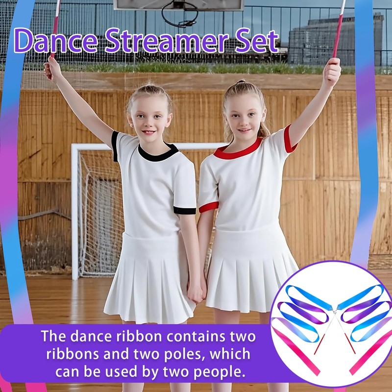 2-Pack Gradient Gymnastics Ribbons – 78.7 Inch Dance Ribbon with