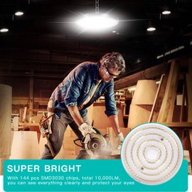 Tayire 100 W LED UFO Industrial Lamp, 10000 LM Indoor Lighting LED High-Bay Spotlight LED Hall Spotlight 6500 K Super Bright UFO Lamp Ceiling Light, IP65 Spotlight Workshop for Warehouses Industrial