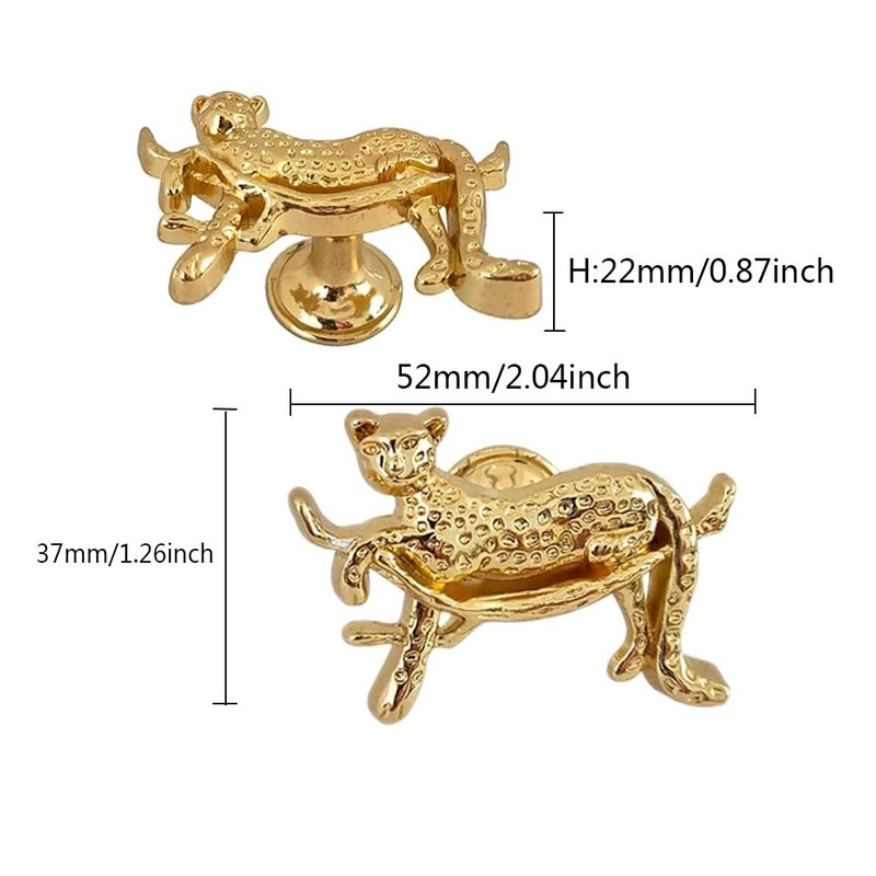 WhaGaay Leopard Cabinet Knobs，haowei Gold Leopard Knobs 4Pcs Creative Animal