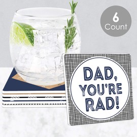 Big Dot of Happiness My Dad is Rad - Funny Father’s Day Party Decorations - Drink Coasters - Set of 6