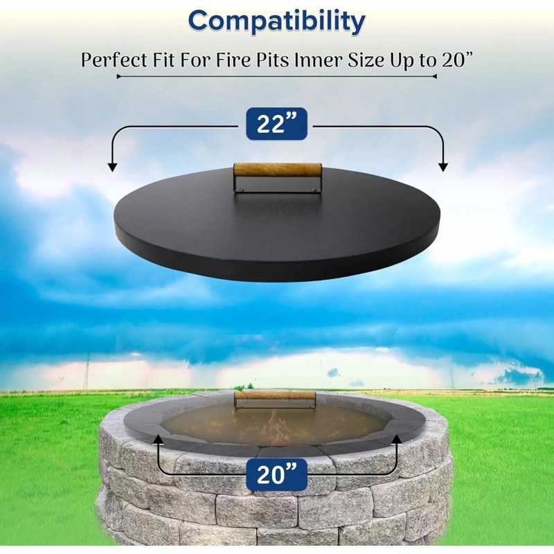 FEBTECH Fire Pit Snuffer Lid 22'' - Perfect Fit for