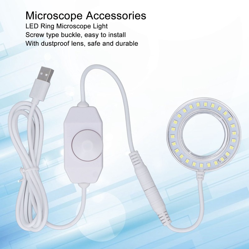 Microscope Lighting Lamp Spiral Buckle Adjustable Brightness LED Ring Light