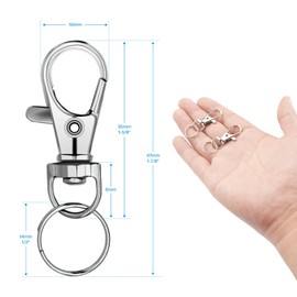 40 Sets Small Size Metal Swivel Snap Hooks with Key Rings,40 Sets Mini Lobster Claw Keychains Clasps with O Ring for Keychain Clip,Art Crafts,DIY Jewelry Making,Silver