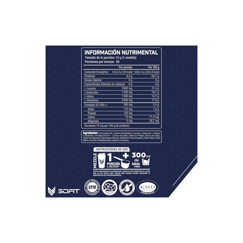 Scifit | Aminoácidos BCAA | 6 g de BCAA 2:1:1