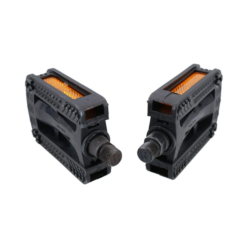 Resin Rubber Grip Pedal 9/16" Bicycle Cycle Bike Amber Reflectors