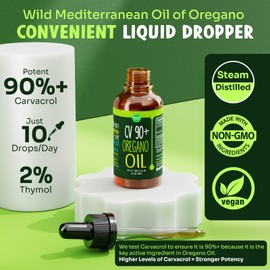 Maju Superfoods Oregano Oil Drops, Potent 90%+ Carvacrol (1 fl Oz) Wild Mediterranean Essential Oil of Oregano Liquid, Aceite de Oregano, Immune and Seasonal Support