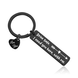 amlivo Drive Safe Keychain for Him - I Love You Keychain Gifts for Boyfriend Dad Husband, Safe Driving Keychain Men Hims Gifts, Drive Safe I Need You Here With Me Keychains