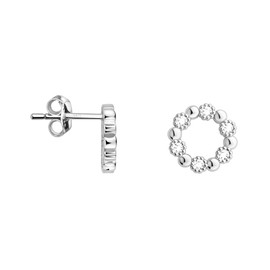 SOFIA MILANI - Women's Earrings 925 Silver - Circle Open Stud Earrings, Sterling Silver, Cubic Zirconia