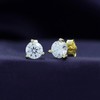18k Yellow Gold Plated Solitaire Stud Earrings, 6MM Moissanite Diamond