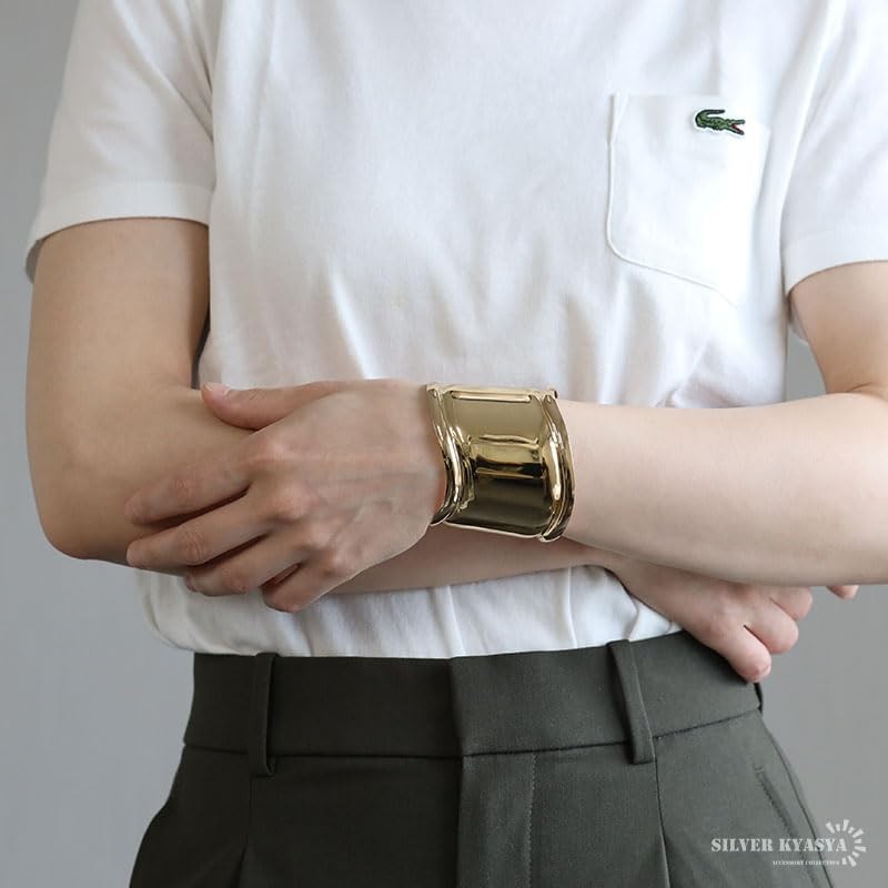 Wide Bangle, Silver, Thick Bangle, Thick Bangle, Wave, Bone Cuff