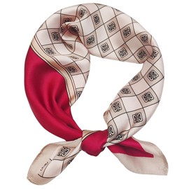 GIMIRO Imitation Silk Scarf [53 x 53 cm] Square Scarves Impressionism Pattern Vintage Scarf for Office Work or Casual Waistband, 80# AC01 Claret Horse