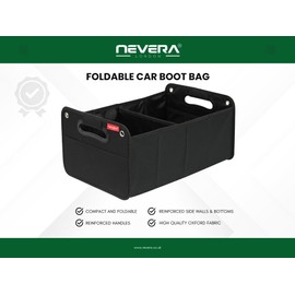 NEVERA® Car Boot Organizer, Storage Organizer, Collapsible Multi Compartment Organiser, Car Boot Tidy, Non Slip Bottom
